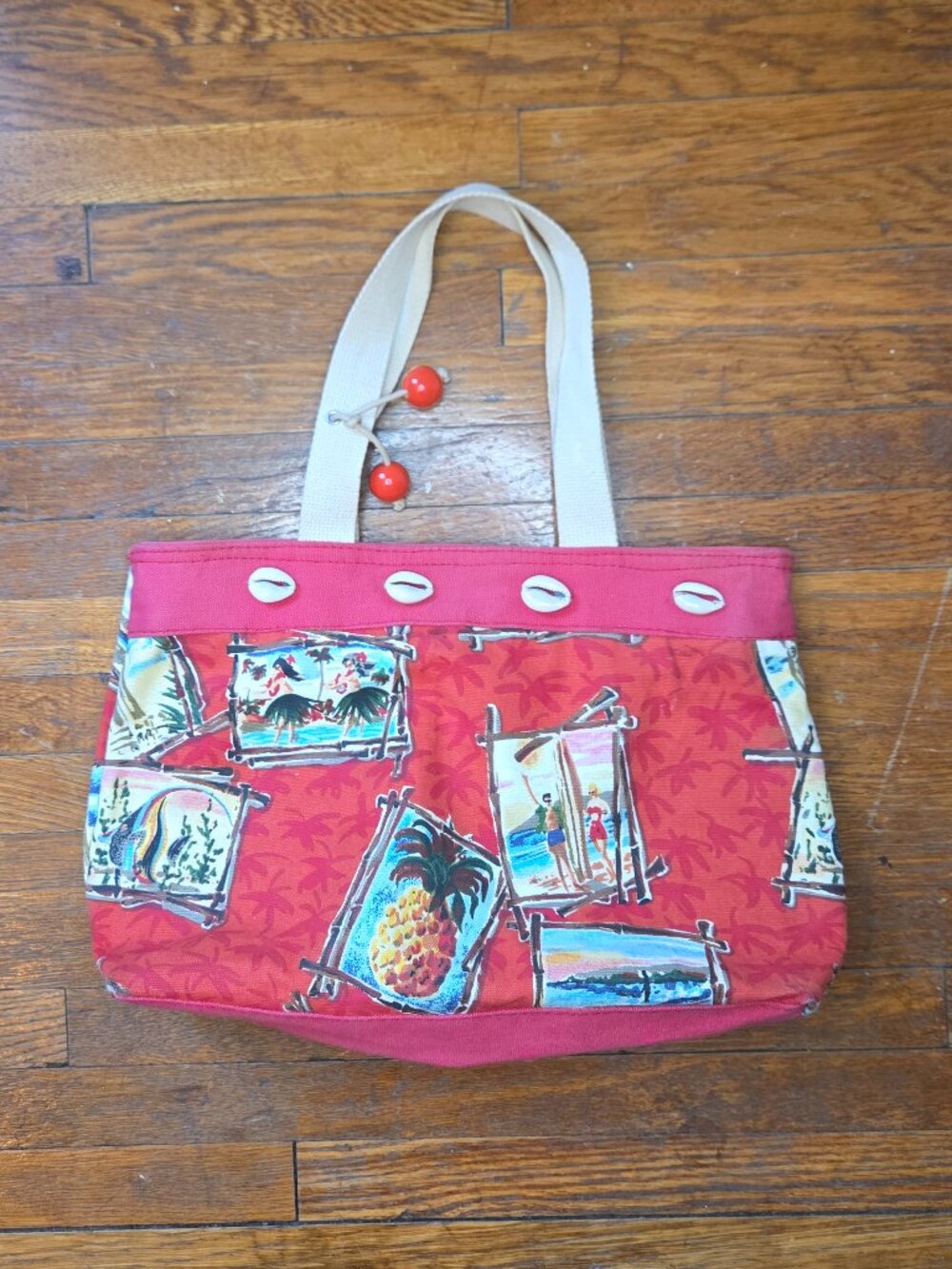 Heidi Dorbrott Red Tropical Vacation Canvas Bag